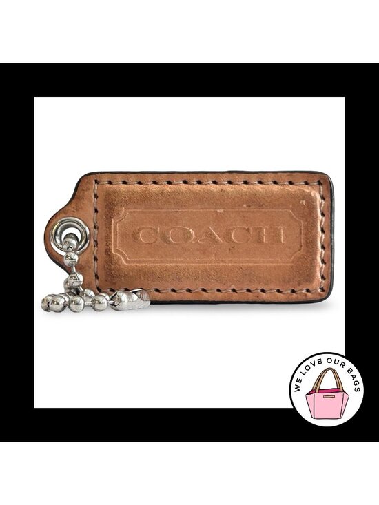 COACH Accessories - COACH HANG TAG 2.25" Saddle Brown Leather Bag Charm Keychain Fob Nickel Large